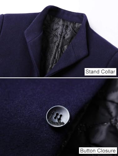 Image of FTCayanz Mens Trench Coat Wool Blend Single Breasted Overcoat | Stand Collar, Fall Slim Fit Top Coat, Winter Warm Coats for Men, Business Work Formal Casual Jacket, Daily Outwear