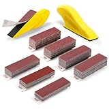 POLIWELL Micro Sanding Tools 3.5” x 1” Detail Sander for Small Projects, Mini Handle Sander Kit+ Sandpaper 40 80 120 180 240 400 600 Grit for Crafts Wood Finishing Tight Narrow Spaces, 120 PCS