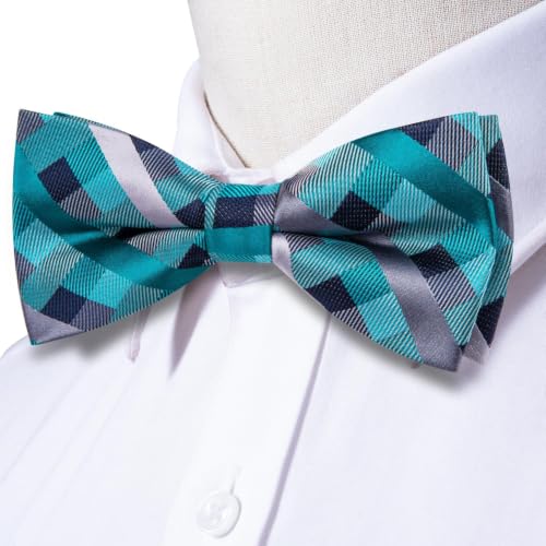 Image of Dubulle Mens Paisley Striped Bowtie Set Pre-tied Bowtie for Men and Pocket Square Set Wedding Business