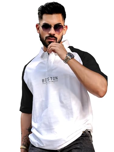 Image of Maniac || Mens || Printed ||Raglan Polo Neck || 3 /4th Sleeve || Cotton ||Oversized ||Polo T-Shirt