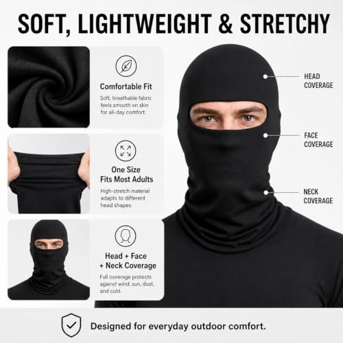 Image of 15 Pack black Ski Mask for Men Balaclava,Summer Cooling Neck Gaiter UV Protector Ski Scarf for Women Sports mask