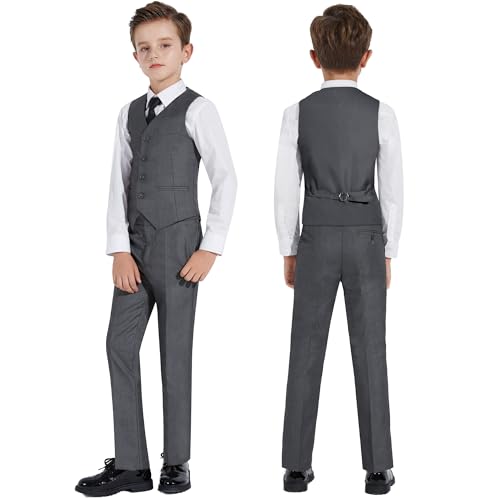 Image of Plavict Boys' Suits Slim Fit 5 Piece, Adjustable Waist, Boys Formal Set