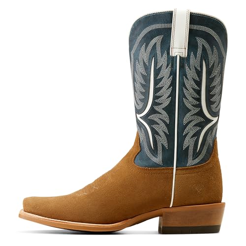ARIAT ARIAT Men's Stadtler Cowboy Boot, Ocean Blue/Dijon Roughout, 7.5 Wide