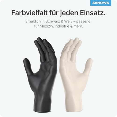 Foto von ARNOMED 100x Einweghandschuhe L, Latexhandschuhe Schwarz (1x100 Stk) Einweghandschuhe puderfrei, Handschuhe Latex Einweg, Putzhandschuhe, Latex Handschuhe, Einmal-/Einweg-Handschuhe XS, S, M, L & XL