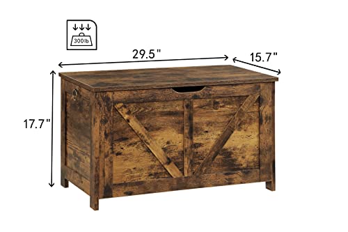 Kavonty Storage Chest, Storage Bench, Retro Toy Box Organizer With U-Shaped Cut-Out Pull, 29.5"L×15.7"W× 17.7”H, Entryway Storage Bench With 2 Hinges,Supports 300 Lb, Easy Assembly, Rustic Brown #TOP2