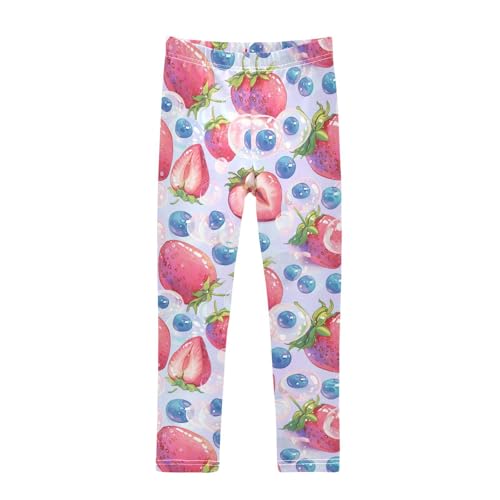 Wusikd Strawberries Girls' Leggings Toddler Doodles Kids Yoga Pants Dance Active Tights 4T