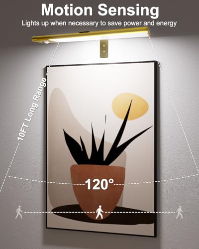 long-stars 12" Picture Light for Wall, Motion Sensor LED Art Light, Gold - image 3