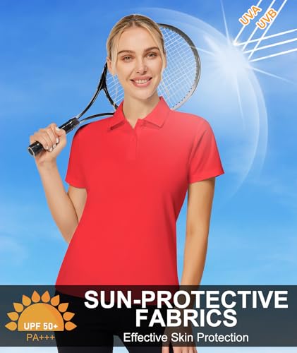 Image of Casei Womens Shorts Sleeve Polo Golf Shirts Quick Dry UPF 50+ Tennis Pickleball Top Collared Casual Work Athletic Shirts
