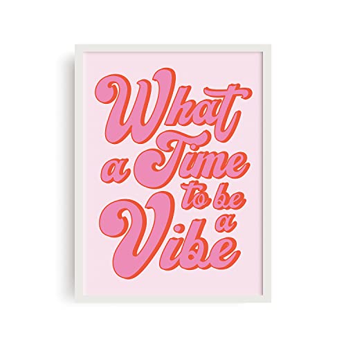Pink Wall Art Print - 12â€ x 16â€ (UNFRAMED), Pink Posters for Room Aesthetic, Trendy Room Decor for Teen Girls, Pink Bedroom Decor, Pink Art Prints, Wall Art for Living Room, Apartment, Dorm, and more (What a Time)