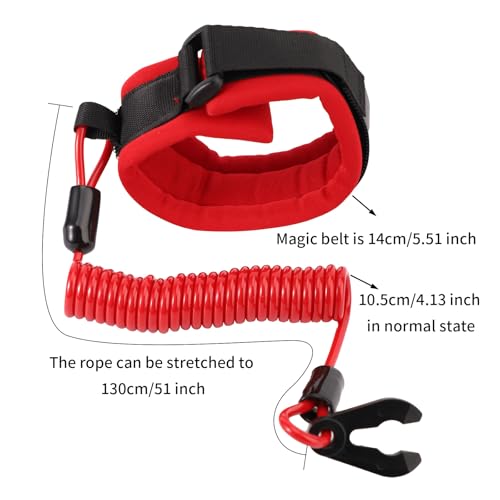 Image of Lyreh Boat Kill Switch Lanyard Wrist Strap, Adjustable Safety Outboard Kill Switch Lanyard Wrist Strap Engine Cut Off Stop Floating Wristband for Boats Motorboats Accessories
