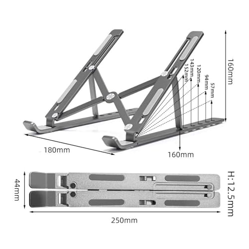 Image of AAVATAR Adjustable Laptop Stand, Portable Aluminium Laptop Holder Riser for Desk, 7-Level Foldable Compatible with MacBook, Dell, HP, Lenovo, ASUS, Acer, Tablets 10-15.6 inch - Silver