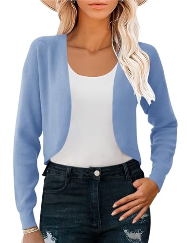Image of IECCP Cardigan Sweaters for Women 2024 Fall Fashion Long Sleeve Bolero Shrugs for Dresses Open Front Soft Knit Cardigan