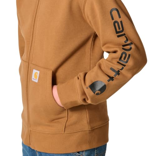 Image of Carhartt Kid's CP8675 Long-Sleeve Full-Zip Logo Sweatshirt - Boys
