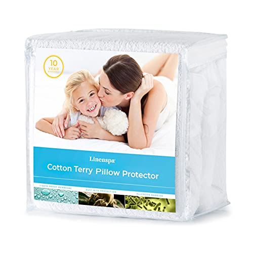 Linenspa Protège-Oreiller en Coton éponge imperméable - Protège-Oreiller Standard Cover