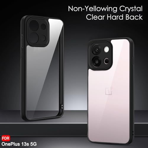 Image of TheGiftKart Hybrid Shockproof Back Cover Case for OnePlus 13s 5G | Camera Protection Module | Hard Back Cover for OnePlus 13s 5G (PC & TPU, Transparent Clear Back, Black Sides)