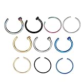 GLEAVI 22 Piezas de Piercing de Nariz y Labio de Acero Inoxidable Set Mixto Aro C y Piercing Curvado para Mujer Joyería Corporal Segura y Resistente para Uso Diario