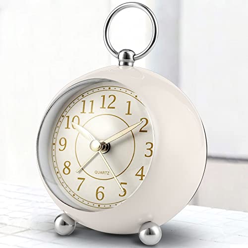 Tisaika Silent Alarm Clock Non Ticking Bedside Clocks Battery Operated Table Clocks for Bedroom Easy to Read Set Night Light Function Simple Stylish Little Clock for Home Office