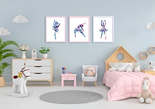 Image of Watercolor Ballet Prints Ballerina Dancers Wall Art Woman Dancing Decor Girls Room Women Bedroom Decor Colorful Poster Classroom Decoration Elegant Gift for Girls (8x10 inch，Set of 4，Unframed)