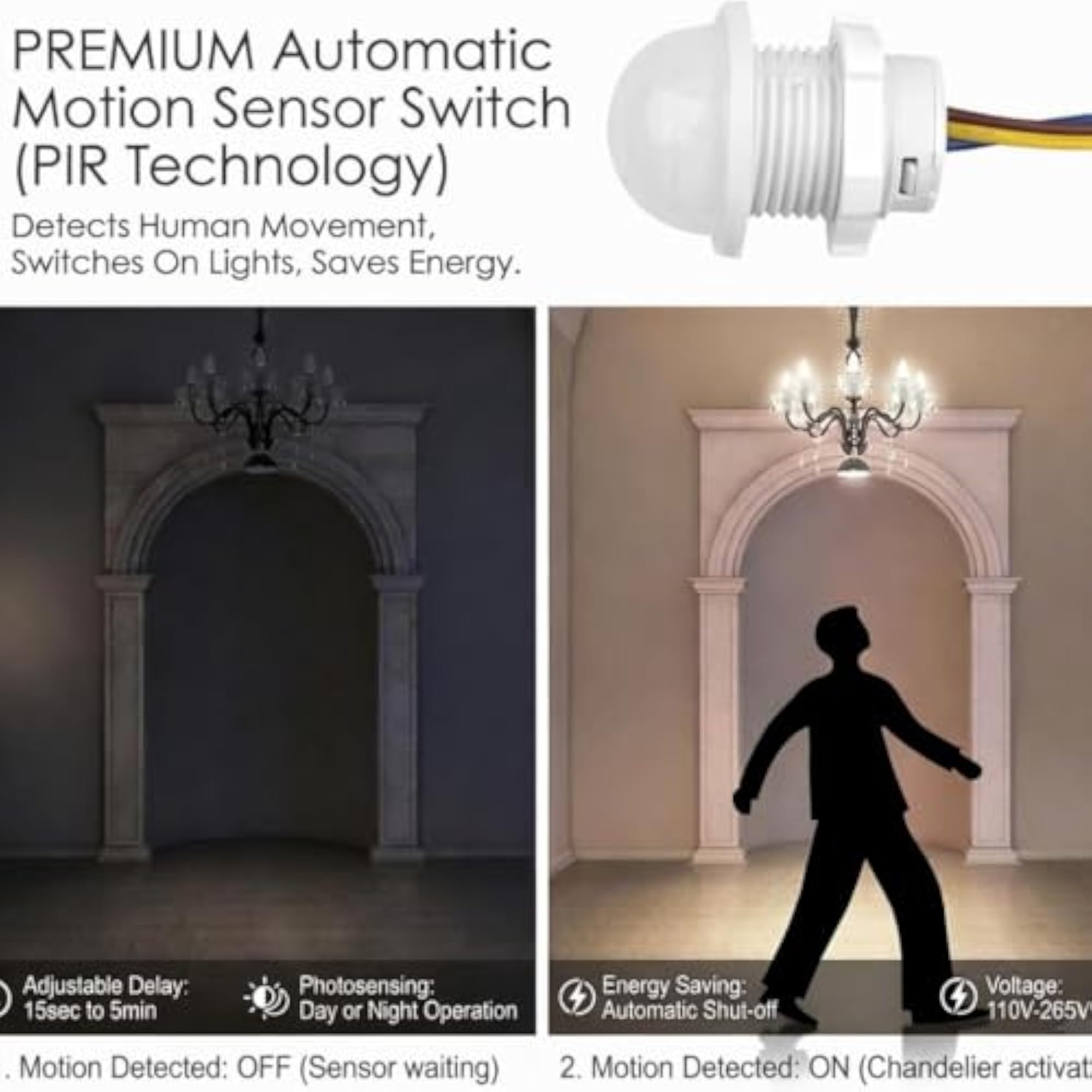 Mini PIR Motion Sensor Switch 220V, Automatic Detector