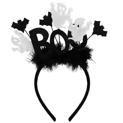 Sofeavo Halloween Ghost Headbands for Women Halloween Spooky Boo Headband Glitter Bats Headband Costume Hairband Hair Accessories