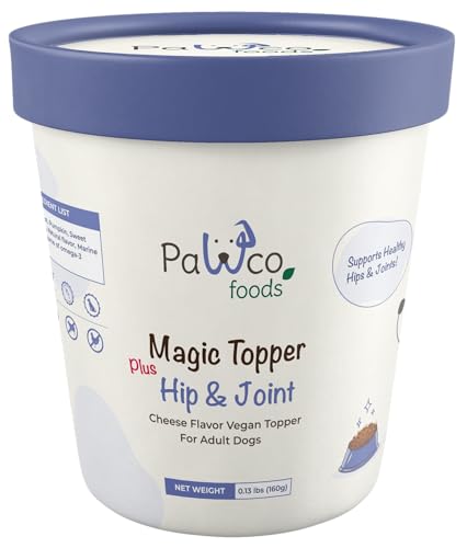 PawCo Magic Topper Hip & Joint Support - Vegan Dog Topper with Omega-3, Grain-Free Meal Enhancer for Senior Dogs, 160g