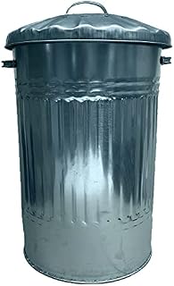 KetoPlastics Slim Metal Bin with Dustbin Lid Strong Galvanised 55 Litre Bin, Straight Sided, Ideal for the Home, Kitchen Rubbish, Waste, Outdoor Bin, Indoor Bin, Animal Feed, Pet Food Bin - 55L