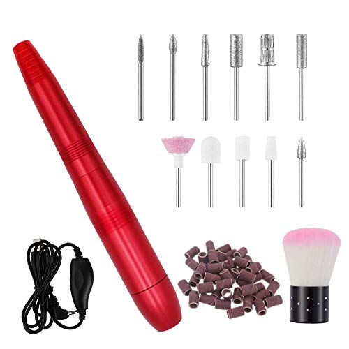 Preisvergleich Produktbild Gobesty Elektrische Nagelfräser, Professionelle Nagelfeilen Elektrisch Set Einstellbare Geschwindigkeit Nagelfeile Schleifgeräte mit 11 Schleifern USB-Kabel für Zuhause Nagelstudio Maniküre Pediküre
