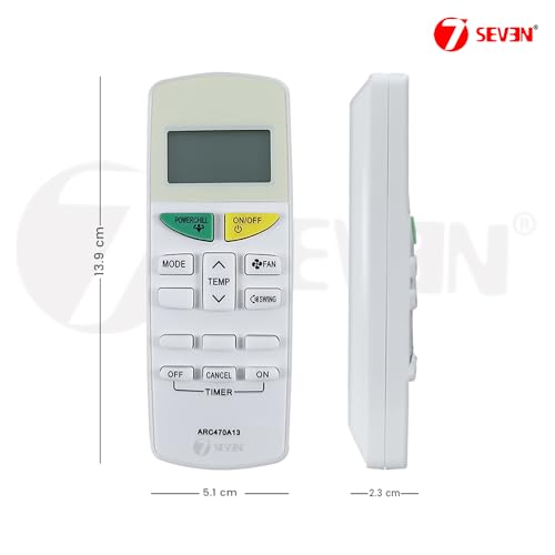 Image of 7SEVEN Compatible with Daikin AC Remote Control ARC470A13 Model 132K Suitable for Split and Window 1 1.5 2 Ton Air Conditioner Remote - Match Each Key by Key Exactly with existing AC Remote Function