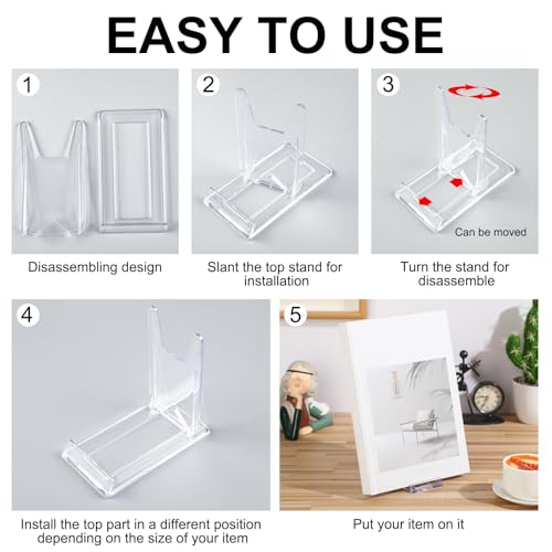 12 Pack Acrylic Book Stand for Display Adjustable Clear Display Holder Easel Collector Stand for Home Office Back to School Comic Album CD Magazine Postcard Artworks (4.2 x 4.3 x 2.35 Inch)