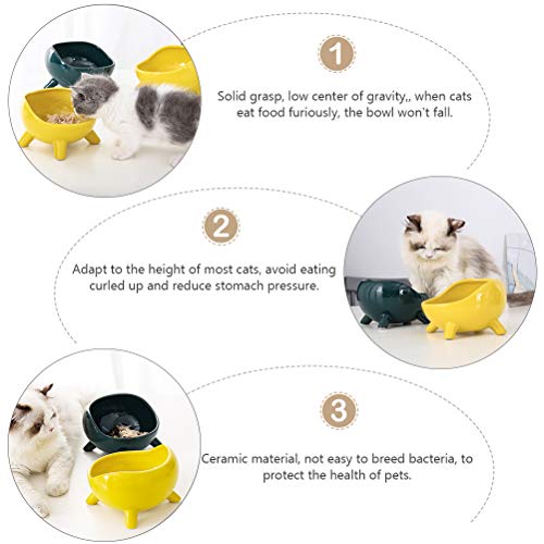 Tigela de cerâmica para gatos para proteger a coluna cervical tigela de comida de gato tigela de com