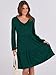 ANRABESS Womens Long Sleeve Dress 2025 Fall Casual V Neck Tiered Flowy Short Dresses Beach Travel Vacation Outfits Deep Green Large