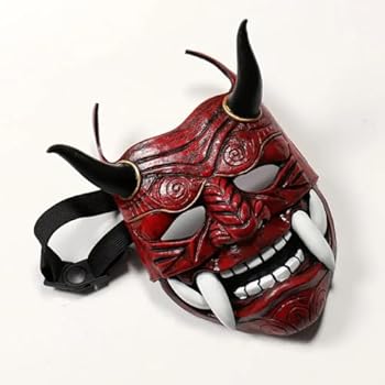 thumbnail: ToyGhillied Halloween Hannya Oni Masker – Latex Halfgezicht, Japans Samurai Demon