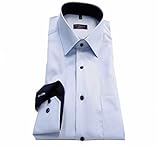 Ärmellänge: Langarm | 65cm eterna Herren Hemd Modern Fit Business Struktur Kentkragen Patch (as3, Neck, 43, Regular, Regular, hellblau)