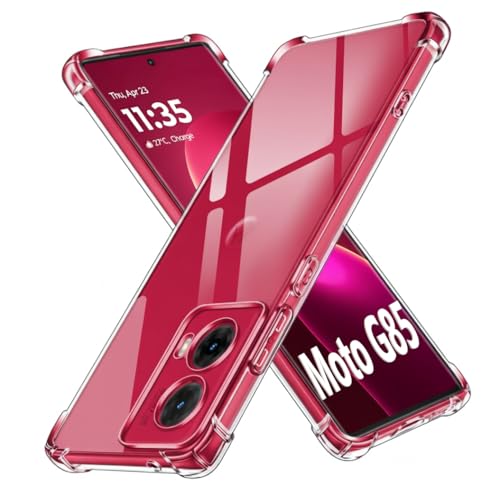 Image of Lustree Motorola G85 5G Back Cover Transparent Case | Clear TPU Shockproof Case with Four Corner Protection & Raised Camera Guard | Slim Protective Cover for Moto G85 5G