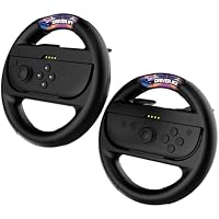 IMP Twin Steering Wheel for Nintendo Switch, Oled and Switch 2 - Racing Wheels for Mario Kart 8 Deluxe (Mario Kart Wheel for Nintendo Switch, Joycon Controller Attachment) - 2 x Black Steering Wheels