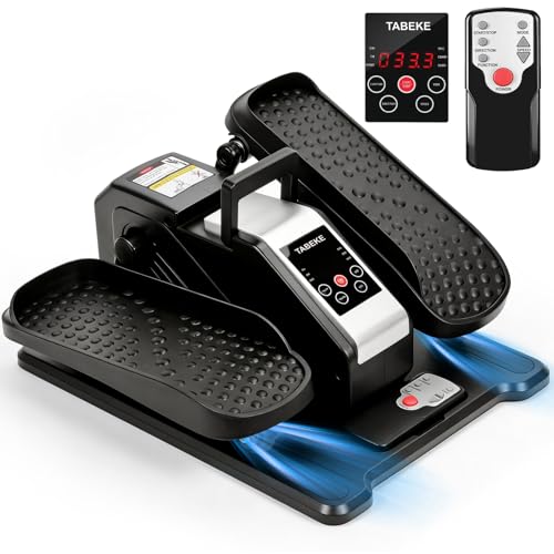 TABEKE Under Desk Elliptical Machine, Electric Ellipse Leg Exerciser for Senior with Remote Control & 12 Speeds, Portable Quiet Electric Seated Pedal Exerciser for Home with Display Monitor