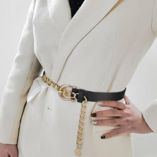 Waist Chain Belts for Women Metal Waist Belt Chunky PU Leather Belly Link2