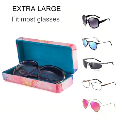 Image of TRIUMPH VISION Sunglasses Case Hard Shell Glasses Case Eyewear Eyeglasses | Sunglass Eyeglass Hard Case for Women and Men Metal PU Leather Lined Storage with Microfiber Cleaning Cloth Protection