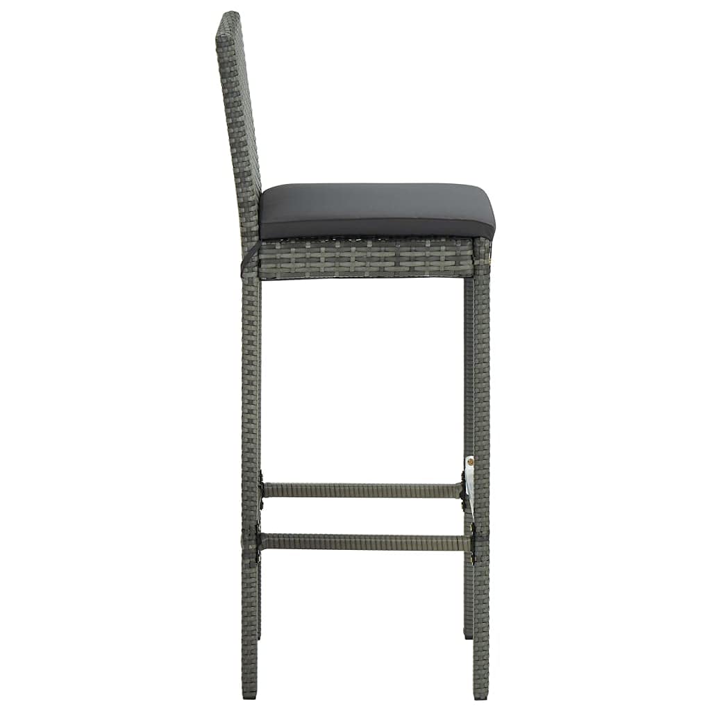 vidaXL Ensemble de Bar de Jardin 5 pcs et Coussins Résine tressée Gris