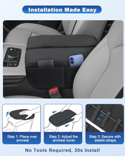 Image of CDEFG for Mazda 2026 CX-90 CX90 Center Console Cover for 2026 Mazda CX-90 CX90 Accessories Armrest Cover Middle Console Pad Car Arm Rest Protector, 2Pcs Leather