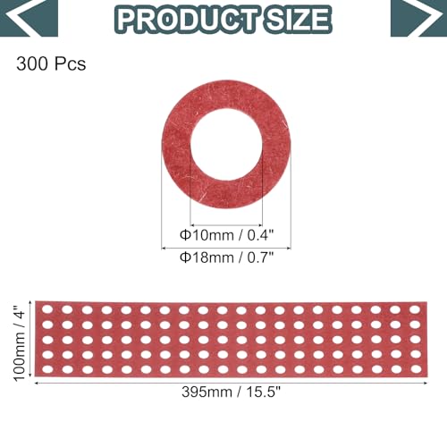Image of MECCANIXITY 300PCS 18650 Lithium Battery Insulator Rings, Hollow Electrical Insulation Ring Adhesive Paper Cardboard Sticker, Red