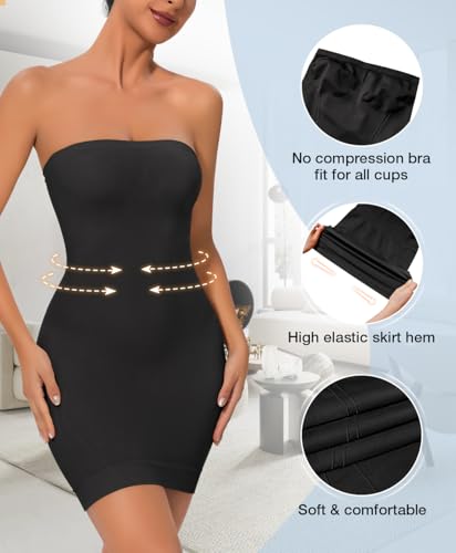 Image of Strapless Shapewear for Women Full Slip shapewear dress Tummy Control slip for women under dress