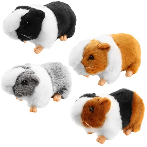 Haconba 4 Pack 8 Inch Stuffed Guinea Pig Realistic Simulation Guinea Pig Animals Plush Doll Toys for Guinea Pig Theme Party Birthday Christmas Decor Gift, 4 Colors