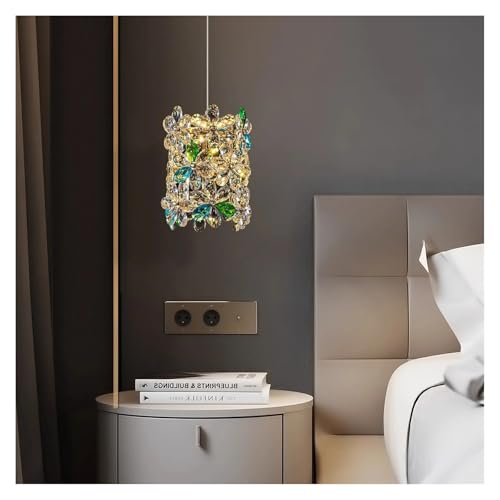 Lustre chambre résolvant le manque d'espace avec lampe de chevet cristal