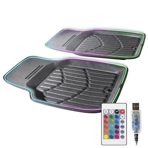 WALSER Tapis en caoutchouc LED Glow, paillasson en caoutchouc avec lumière LED, paillasson de voiture avec différentes fonctions de lumière 14508