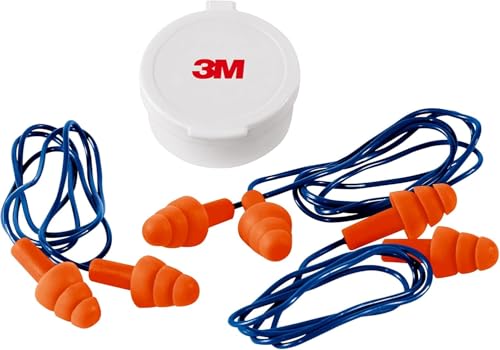 Image of 3M Corded Reusable Earplugs, 3 Pack, Noise Reduction Rating (NRR) 25 dB, Easy to Use & Insert, Pliable & Tri-Flange Design Enhances Comfort & Fit, Orange Ear Plugs (90716H3-DC), 3 Pair (Pack of 2)