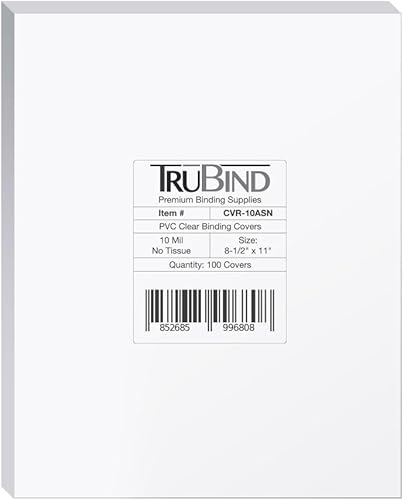 Miniatura 9 de TRUBIND Cubiertas de encuadernación para informes y presentaciones, cubiertas de PVC transparente, 10 mil de grosor, 8 12 pulgadas x 11 pulgadas,