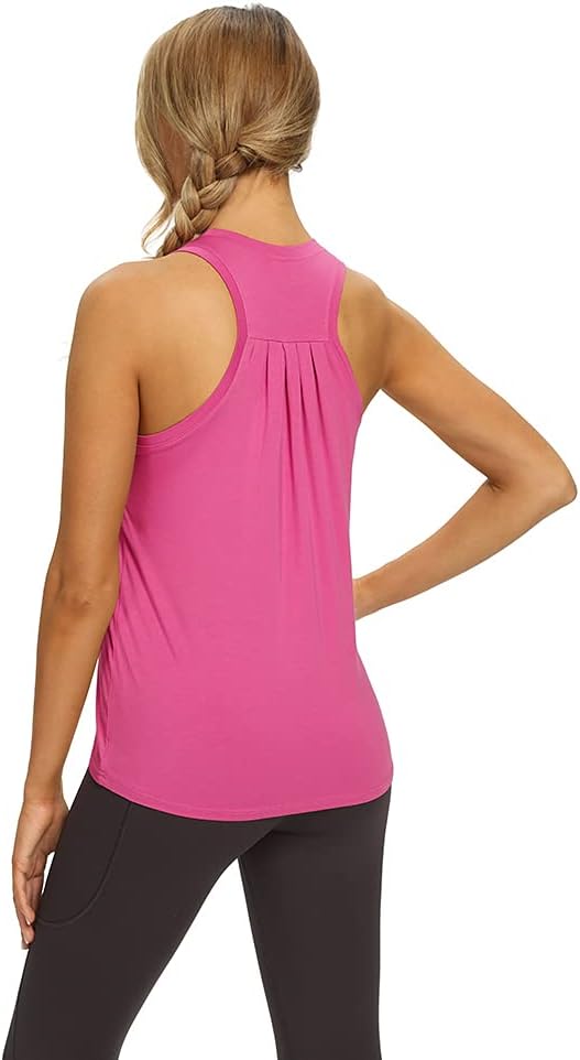 Mippo Workout Tops for Women High Neck Racerback Tank Tops Loose Fit Athletic Yoga Shirts - Image 3