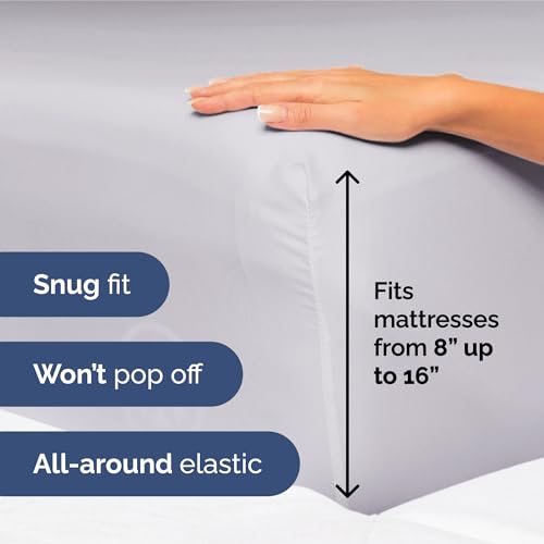 Image of Split King Size 5 Piece Sheet Set - Soft & Cooling Bed Sheets - Light Lilac | Fits 8 Inch to 16 inch Mattress, Wrinkle Free & Fade Resistant with Deep Pockets, Breathable, Comfy Hotel Luxury Bedding