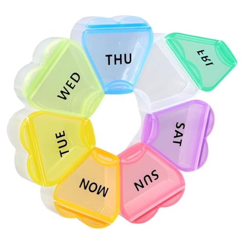 Weekly Pill Box Organizer - Floral Tablet Dispenser Case, Large Capacity Spill Proof Pills Organizer for Travel Purse Backpack C